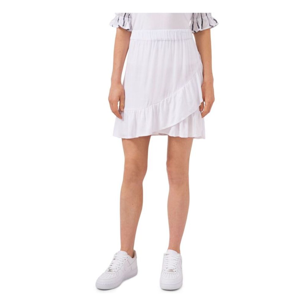 RILEY&RAE Womens White Ruffled Above The Knee Faux Wrap Skirt XXL